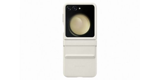 Coque SAMSUNG Z Flip 5 Simili Cuir design Crème