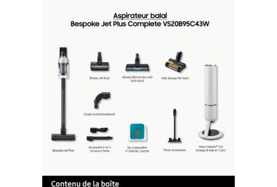 Aspirateur balai SAMSUNG Bespoke Jet Plus complete VS20B95C43W