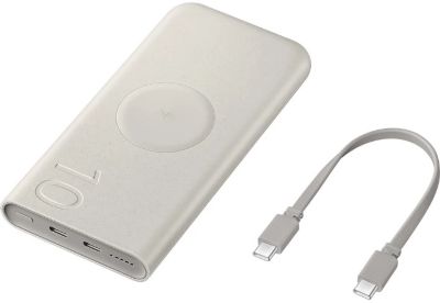 Batterie externe SAMSUNG 10 000 mAh 25W Beige Qi2