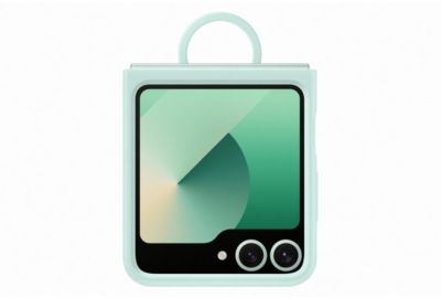 Coque SAMSUNG Z Flip6 silicone Vert d'eau avec anneau