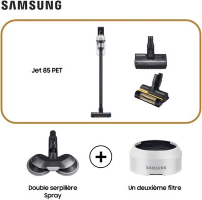 Aspirateur balai SAMSUNG Pack Jet 85 Pet + Double serpillière