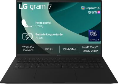 Gram 17 17Z90TL G AU8BF 17 Copilot Intel Core Ultra 7 32 Go RAM 2 To SSD Black Obsidien
