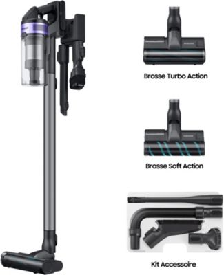 Aspirateur balai SAMSUNG Jet 75E Turbo + Brosse Soft Action + Kit Accessoires
