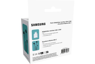 Chargeur SAMSUNG Kit Piéton Blanc + CHARGEUR 25W USB C