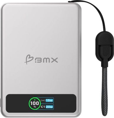 Batterie externe BMX SolidSafe 5000mAh Qi2 15W avec Écran LCD