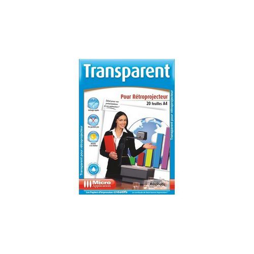 Micro Application Feuille Transparente Imprimable pour Rétroprojecteur - 20  Films Polyester Transparents A4