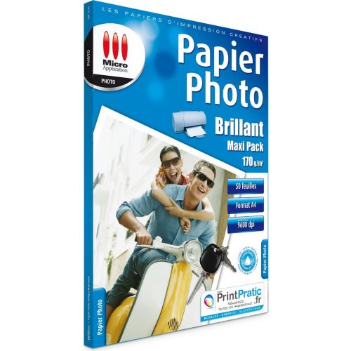 Papier photo brillant - A4 170g/m² - 50 feuilles - Pour imprimante jet  d'encre - Papiers photo - Papiers imprimante - Imprimer