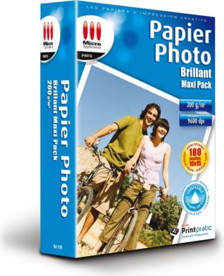 Papier photo MICRO APPLICATION Photo Maxi Pack 10x15 Brillant 200g 180f