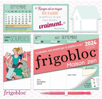 Frigobloc Mensuel 2024 avec Stylo 4 couleurs (de janv. à déc. 2024) -  Playbac
