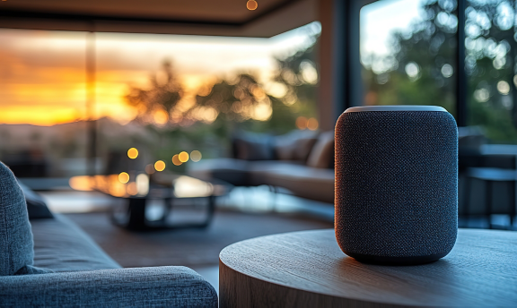 Smart home speaker mockup on table, blurred modern living room, tech lifestyle branding --ar 5:3 --raw --stylize 750 --v 6.1 Job ID: b426b0d8-4990-4ed9-93b3-bf07b70d6e1f