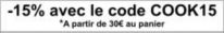 Profitez de 15 pourcent de remise au panier avec le code promo Cook15