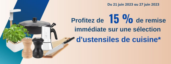 Profitez de 15 % de remise au panier avec le code COOK15* (A partir de 30 euros au panier)