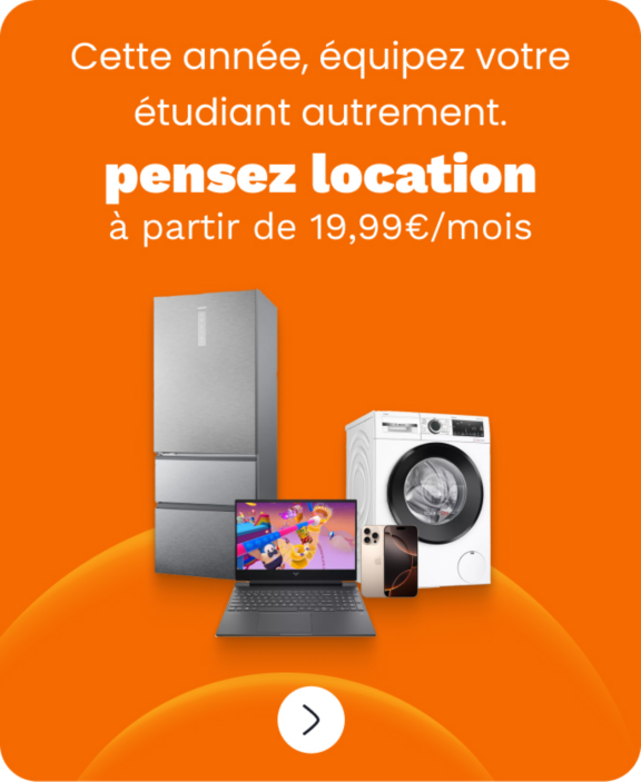 Cette année, équipez votre étudiant autrement. Pensez à la location, à partir de 19,99€/mois