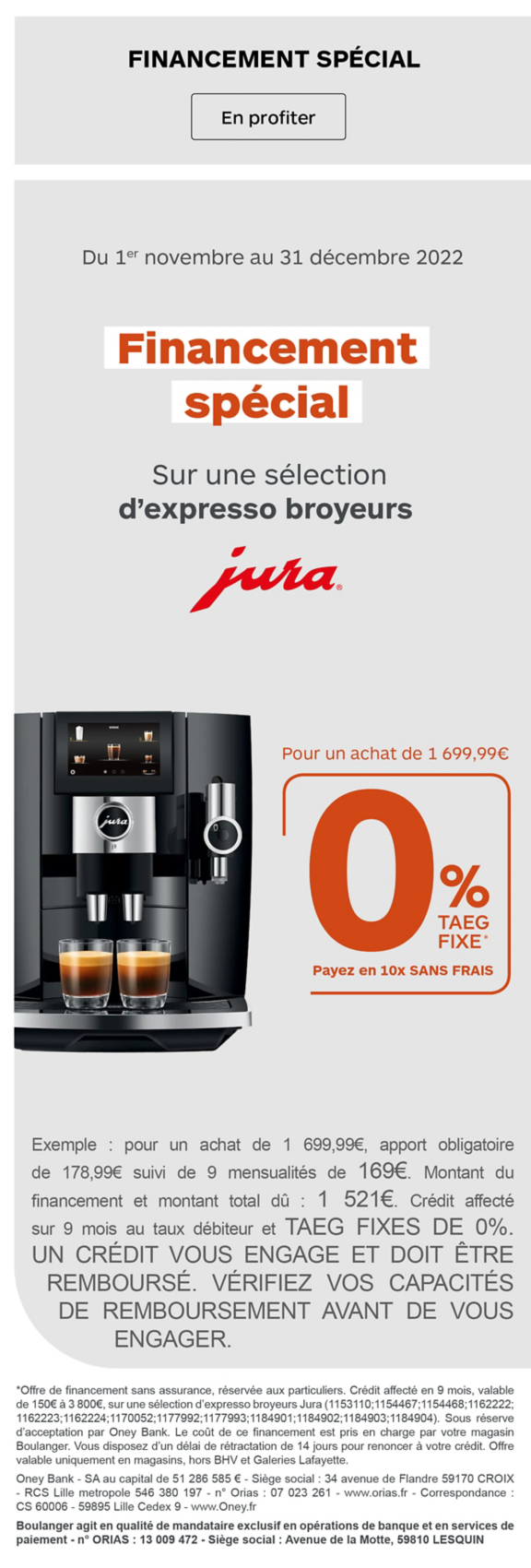 Financement spécial JURA fin d'année