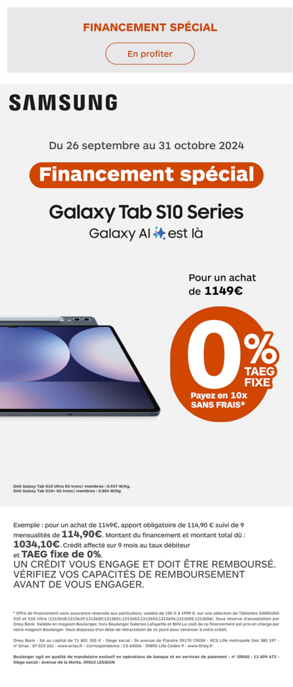 Financez votre Tablette Series 10 +
