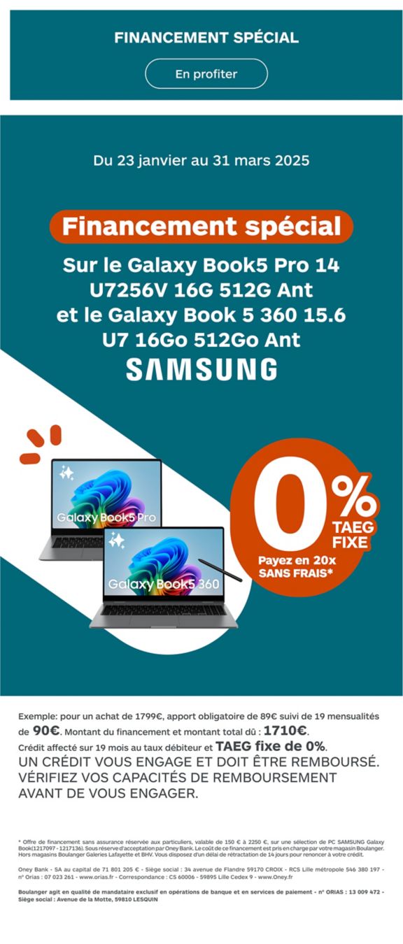 Financement samsung galaxy book 5