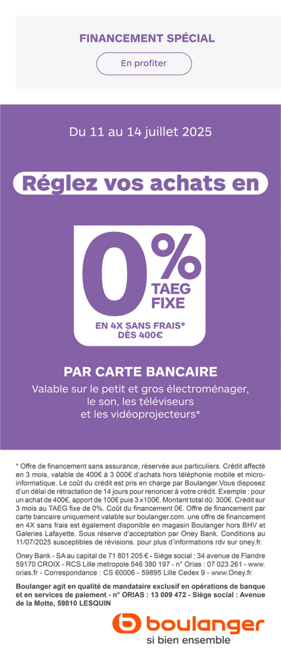 Payez vos achats en 4X sans frais