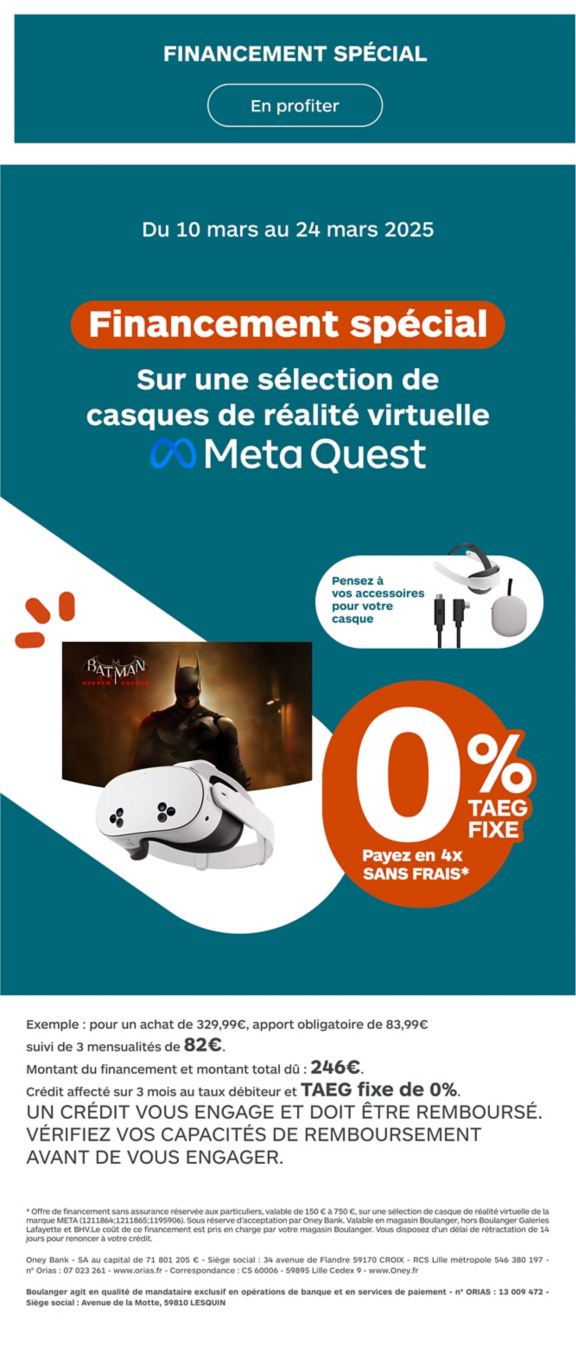 Financement 4x sans frais meta