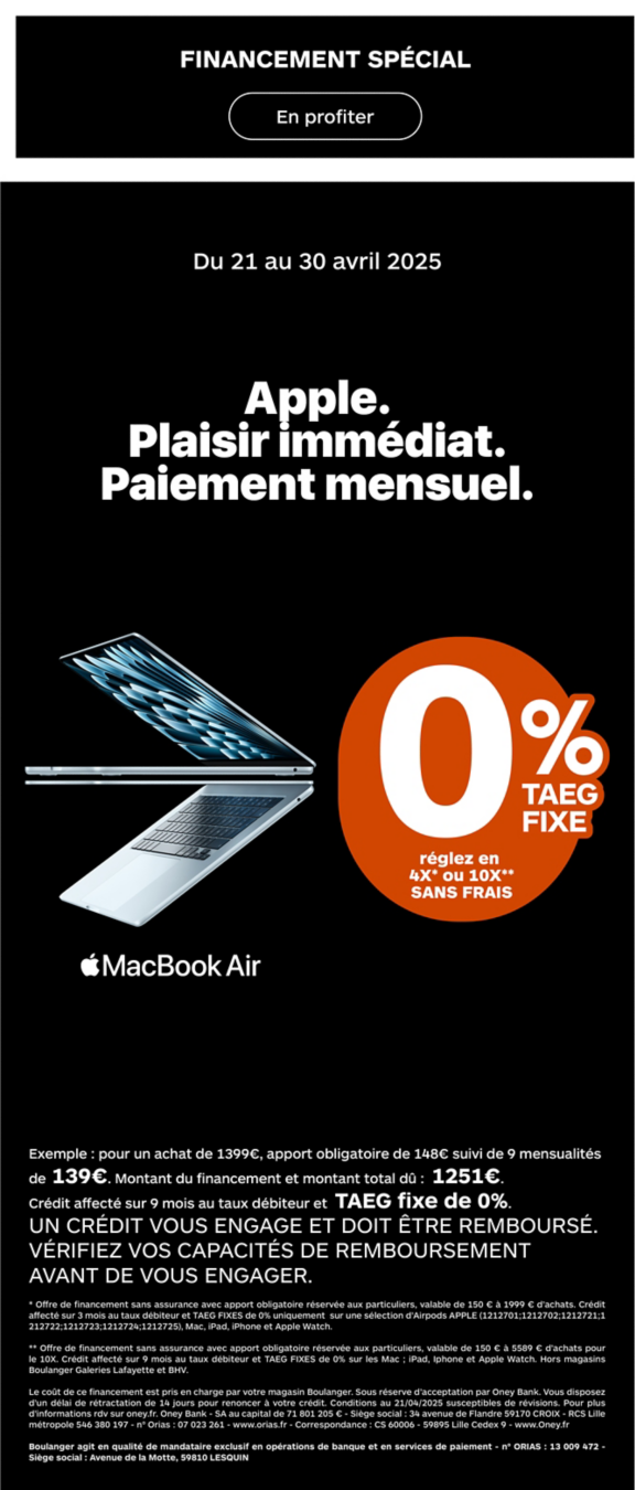 Financement Apple Mac et iMac