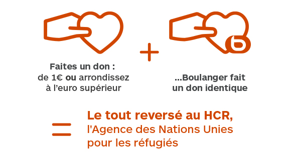 Faites un don, Boulanger fait un don identique et le tout est reversé au HCR