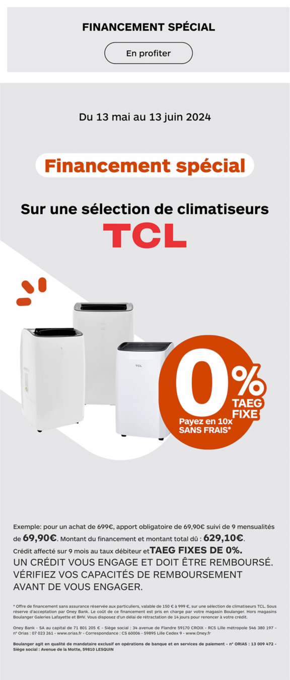 Offre de financement TCL