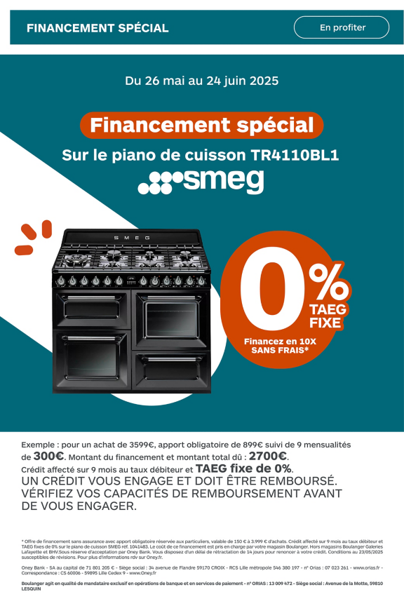 Offre de financement 10x sans frais SMEG