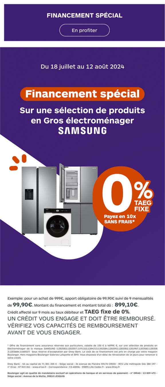 Plus de solution de paiement sur une sélection de produits Samsung