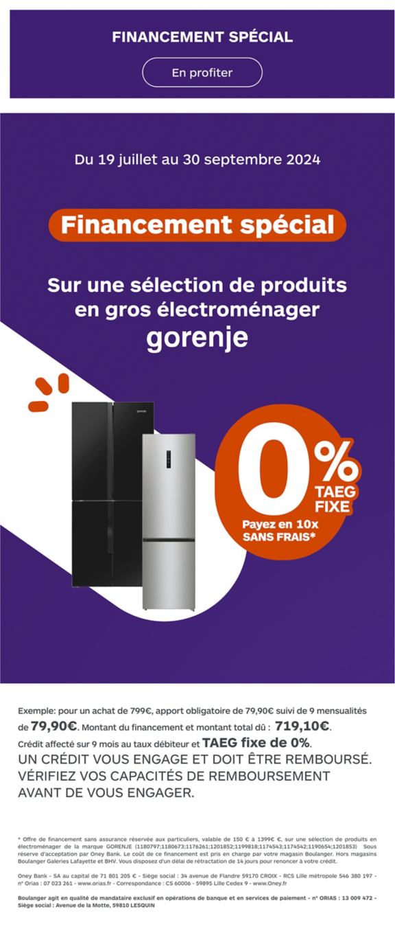 Plus de solution de paiement sur une sélection de produits Gorenje