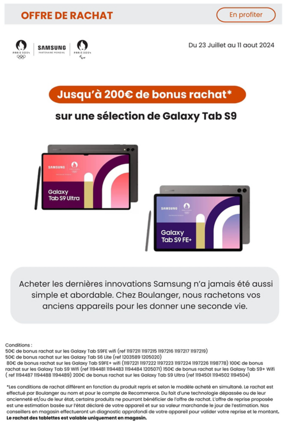 Bonus rachat tablette