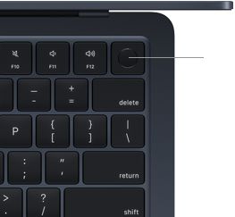 Capteur Touch ID situé dans le coin supérieur droit du clavier du MacBook Air