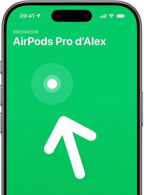 iPhone, affichant Localiser pour AirPods Pro