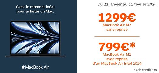 Promo Apple : 17% de réduction sur le MacBook Air M1 avec 120€ crédités sur  le compte fidélité, mais attention l'offre se termine ce soir ! 