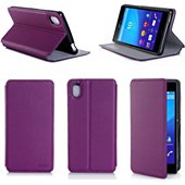 Etui Xeptio Sony Xperia M5 violet Slim Cuir stand