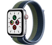 Montre connectée Apple Watch  SE 44MM Alu Argent/Bleu Boucle Vert Cell