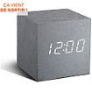Radio réveil Gingko Cube Click Clock - LED Aluminium / Blanc
