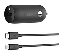 Chargeur allume-cigare Belkin  USB C 20W + cable noir