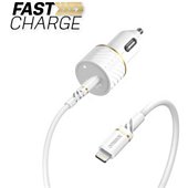 Chargeur allume-cigare Otterbox USB C 18W + cable USB C-Lightning Blanc