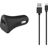 Chargeur allume-cigare Essentielb  USB 2,4A + Cable lightning noir