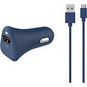 Chargeur allume-cigare Essentielb USB 2,4A + Cable Micro-USB bleu nuit