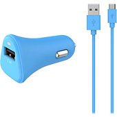 Chargeur allume-cigare Essentielb USB 2,4A + Cable Micro-USB Bleu