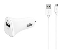 Chargeur allume-cigare Essentielb  USB 2,4A + Cable Micro-USB blanc
