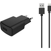 Chargeur secteur Essentielb USB 2,4A + Cable lightning noir