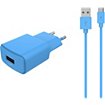 Chargeur secteur Essentielb USB 2,4A + Cable Micro-USB bleu