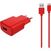 Chargeur secteur Essentielb USB 2,4A + Cable Micro-USB rouge
