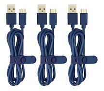 Câble micro USB Essentielb  pack de 3 cables 1m bleu