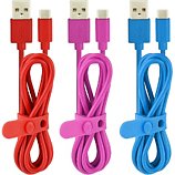 Câble USB C Essentielb  Pack de 3 câbles 1m rouge rose bleu