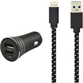 Chargeur allume-cigare Adeqwat USB + Cable Lightning 4.8 A