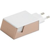Chargeur secteur Adeqwat Blanc-rose avec support - 2 USB 2.4A