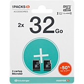 Carte Micro SD Essentielb Pack microSDHC 32+32Go LOISIR
