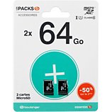 Carte Micro SD Essentielb  Pack de 2 cartes micro SDXC 64Go